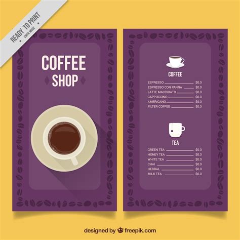 Free Vector | Vintage cafe menu in purple