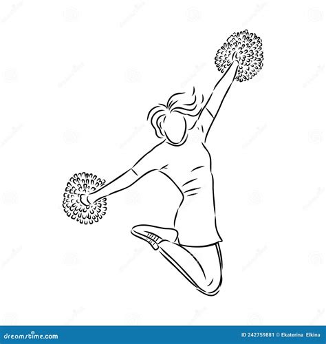 Cheerleader Sketch Cheerleading Vector Sketch Llustration Girl Stock ...