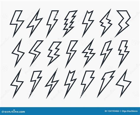 Set of Electric Lightning Bold Symbol Stock Vector - Illustration of ...