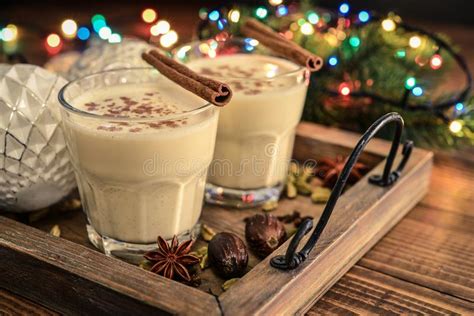 Traditional Christmas Drink Eggnog Stock Image - Image of cookies ...