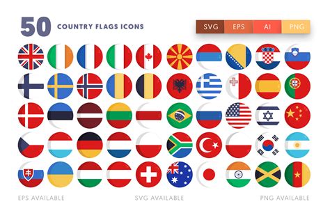 50 Country Flags Icons Graphic by Dighital Design · Creative Fabrica