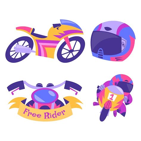 Free Vector | Retro cartoon motorcycling stickers collection