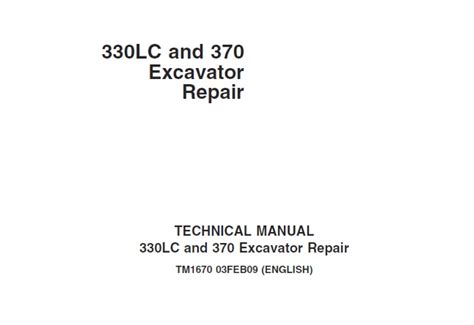 John Deere 330LC, 370 Excavator Repair Technical Manual TM1670