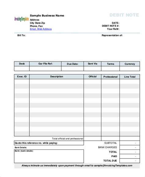 Debit Note Templates - 9+ Word, PDF Format Download | Free & Premium ...