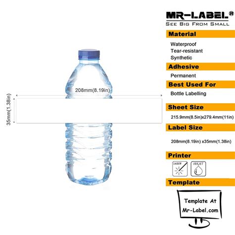 Mr-Label-Waterproof Blank Water Bottle Labels–US Letter Sheet – for ...