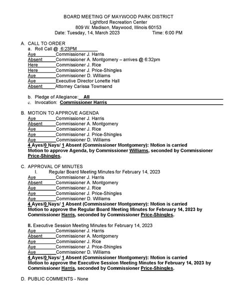 Meetings & Agenda — Maywood Park District