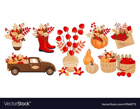 Autumn harvest set Royalty Free Vector Image - VectorStock