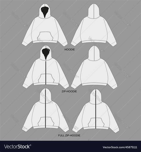 Set of hoodie design hoodie mockup Royalty Free Vector Image