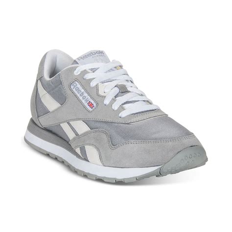 Reebok Classic Nylon Casual Sneakers in Gray for Men (FLAT GREY/WHITE ...