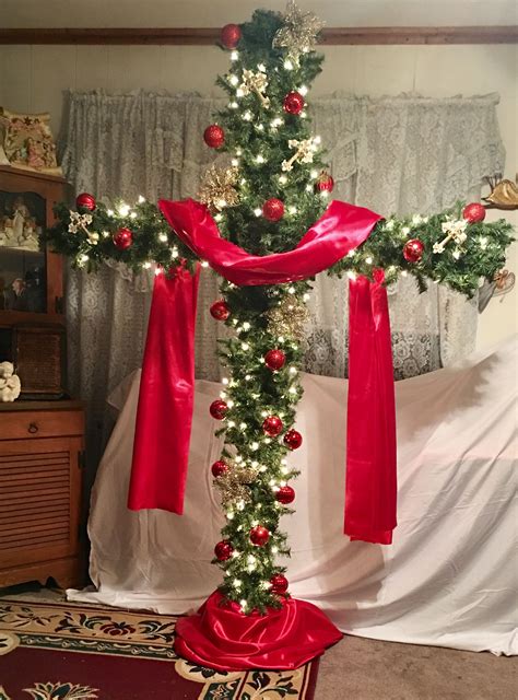 Christmas Tree Cross made with PVC pipe 6 feet tall 4 feet wide I got ...