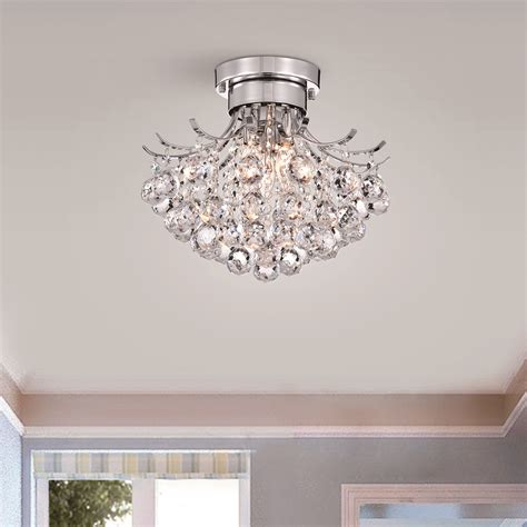 Clarus 3-Light Chrome Crystal Flush Mount Chandelier Ceiling Light ...