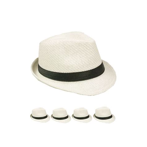 Bulk Classic Toyo Straw White Trilby Fedora Hat