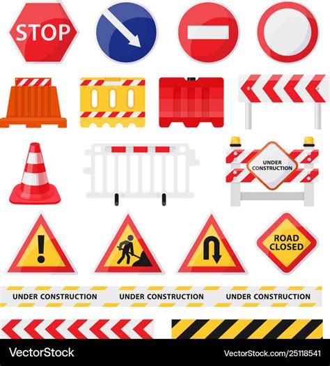 Road construction signs set city build and repair Vector Image