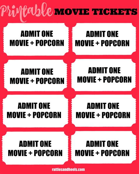 Printable Movie Night Ticket Template