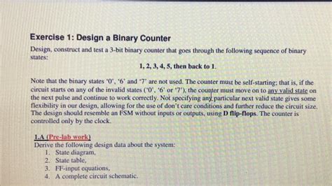 Solved Exercise 1: Design a Binary Counter Design, construct | Chegg.com