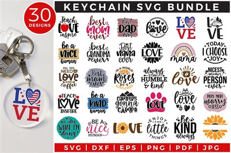 keychain SVG Bundle | 30 Designs | Creative Market