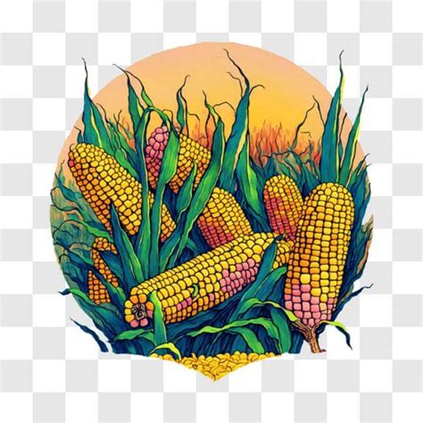 Download Sunset in a Corn Field PNGs Online - Creative Fabrica