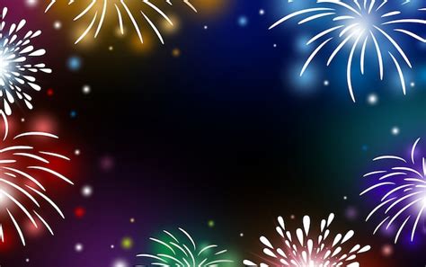 Premium Vector | Fireworks on black background with copy space