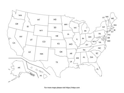 Blank Map Of Us States Printable