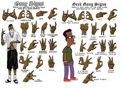 Jiggarex's World: Gang Signs vs Geek Gang Signs