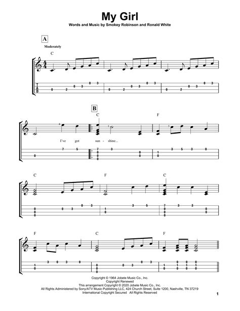 My Girl (Easy Ukulele Tab) - Print Sheet Music Now