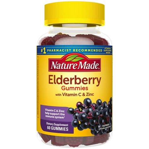 Nature Made Elderberry Gummies with Zinc and Vitamin C, 60 count ...