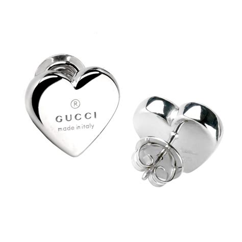 Gucci Heart Stud Silver Earrings – Opulent Jewelers