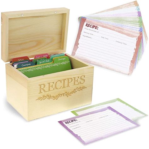 Wood Recipe Organization Box With Cards And Dividers - Walmart.com ...