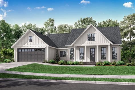 One-Story Modern Farmhouse Plan with Open Concept Living - 51829HZ ...