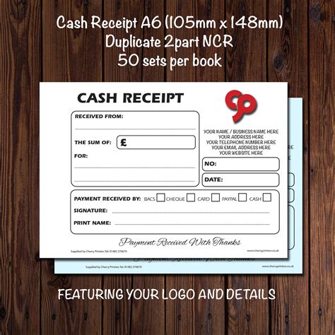 4 pack Custom/Personalised Cash Receipt Book A6 105mm x | Etsy