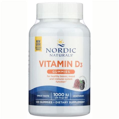 Nordic Naturals Vitamin D3 Gummies - Wild Berry 25 mcg (1,000 IU) 120 ...