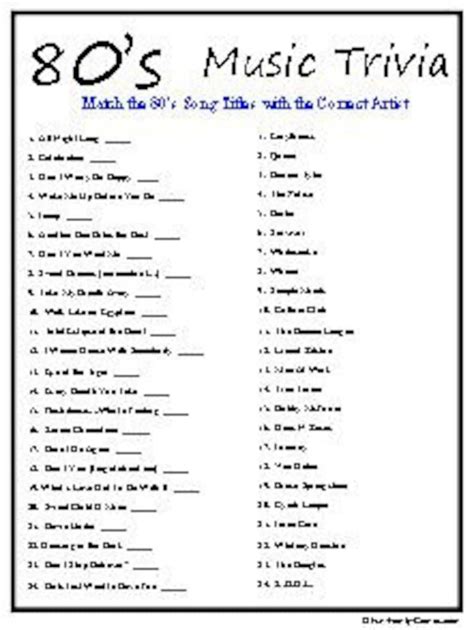 Printable 80S Trivia Questions And Answers