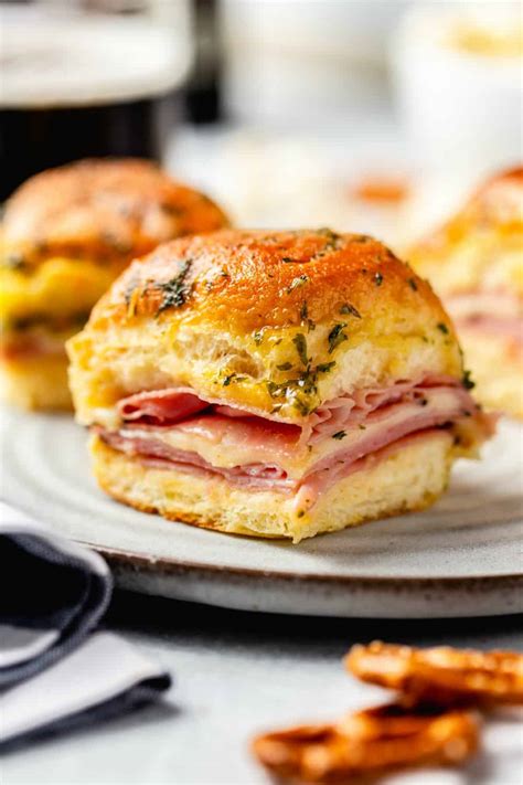 Easy Hot Ham and Cheese Sliders - My Baking Addiction