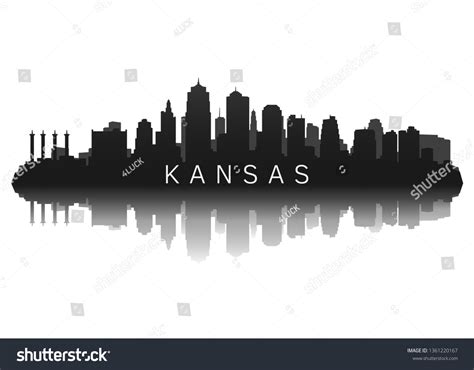 Kansas City Skyline Silhouette Reflection Vector Stock Vector (Royalty ...