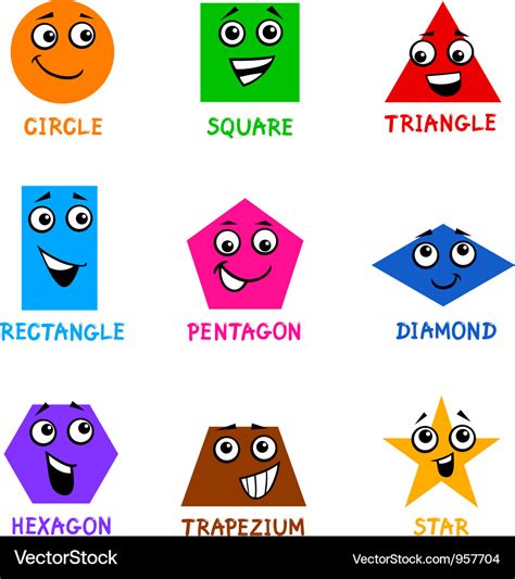 Basic geometric shapes with cartoon faces Vector Image