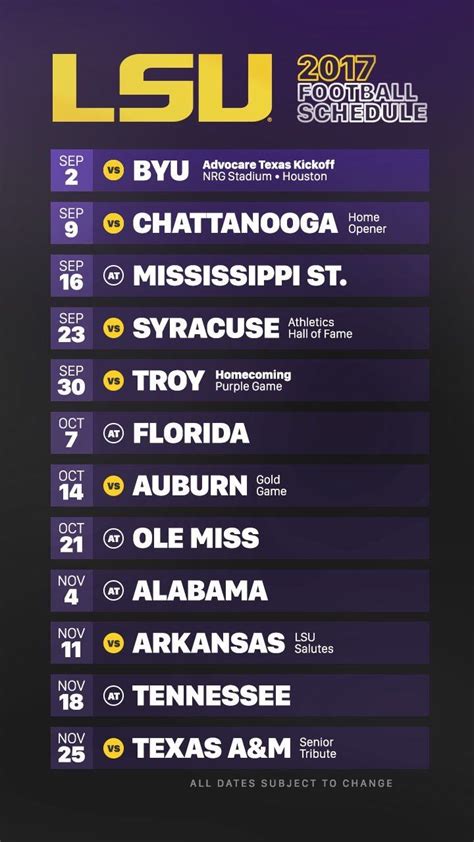 Lsu Football Schedule 2023 Printable