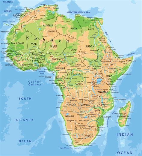 Map Of Africa With Landforms - Alvina Margalit