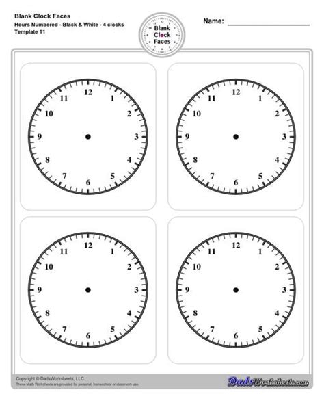 Printable Blank Clock Face Templates