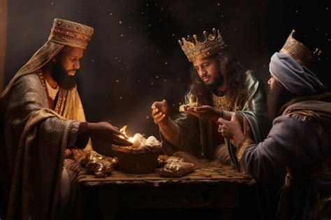 Premium AI Image | Three Wise Men with their precious gifts of gold ...