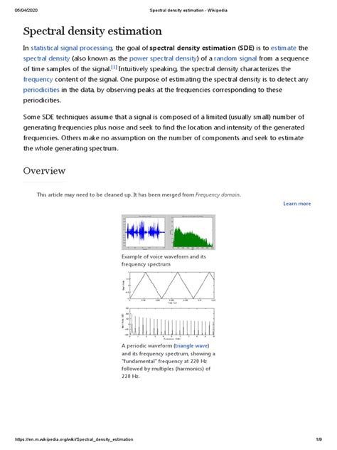 Spectral Density Estimation - Wikipedia | PDF | Spectral Density | Time ...