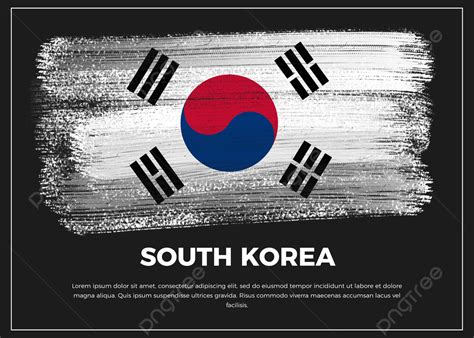 South Korea Country Brush Flag Design Background, South Korea, South ...