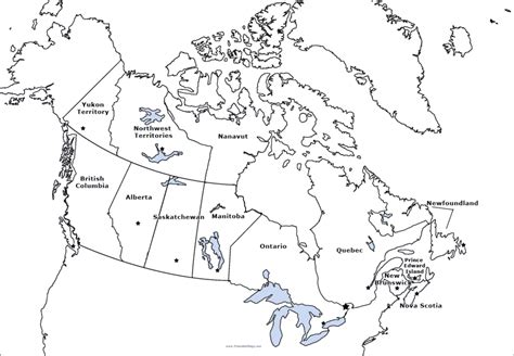 Printable Blank Map Of Canada With Provinces And Capitals - Free ...