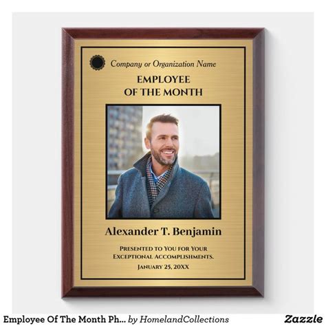 Employee Of The Month Photo Logo Gold Personalize Award Plaque | Zazzle ...