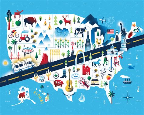 Country Living - USA Road Trip Map :: Behance