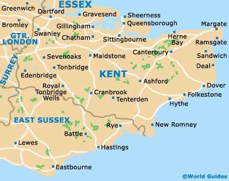 Kent England Map - Cities and Roads