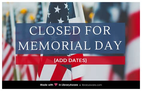 Memorial Day Office Closed Sign Template