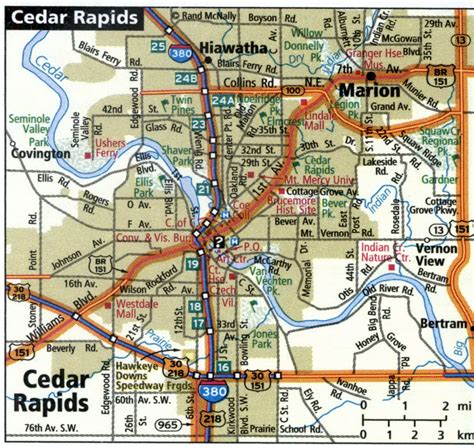 Cedar Rapids city road map for truck drivers area town toll free ...