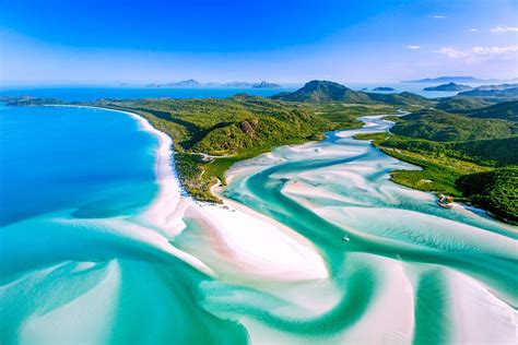 The Hill Inlet Whitsunday Islands in Queensland Australia from a ...