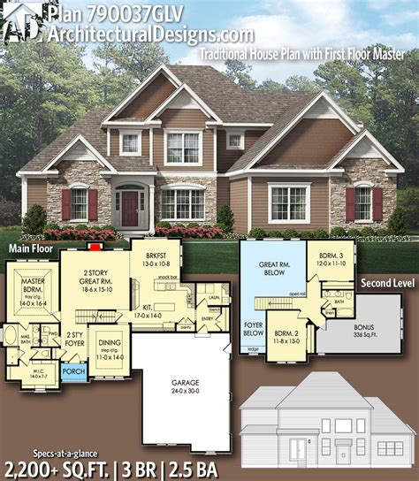 Plan 790037GLV: Traditional House Plan with First Floor Master | Sims ...