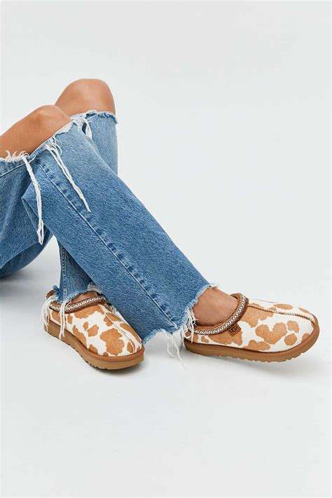 UGG Tasman Cow Print Slipper in Brown | Lyst